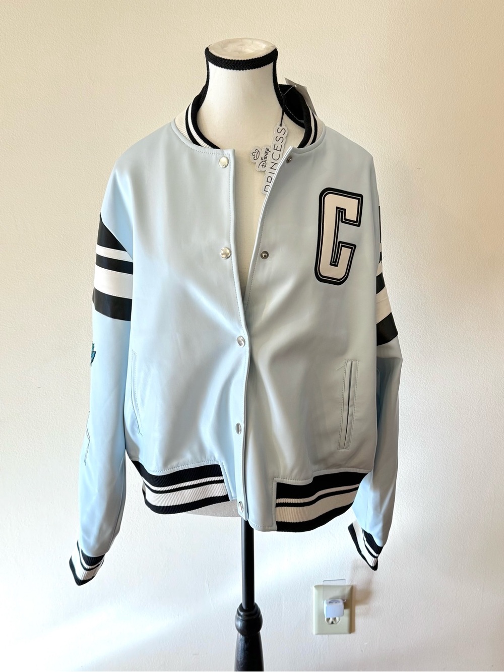 Disney Cinderella Light Blue Varsity Bomber Jacket size Large
